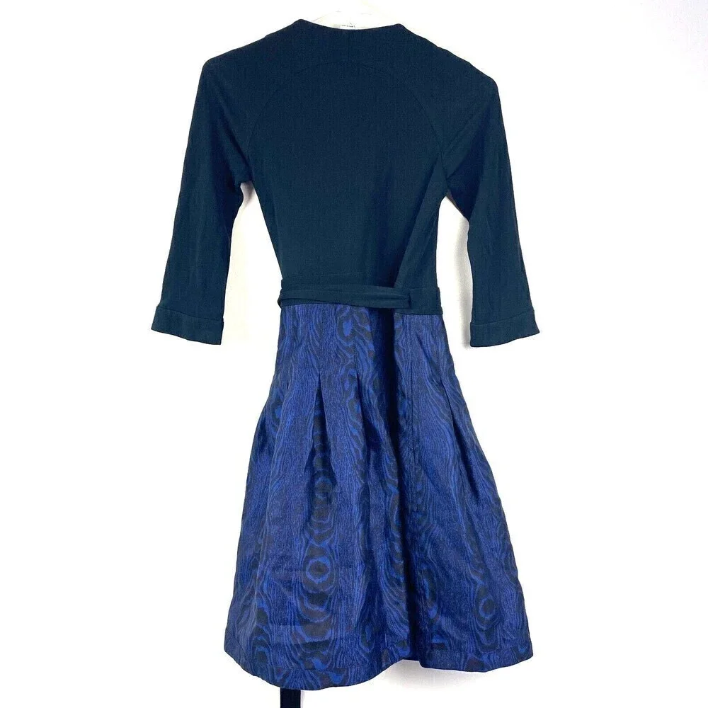 DVF Diane von Furstenberg JEWEL Shadow Blue Black Silk Combo Wrap Dress Size 0 - Picture 7 of 13